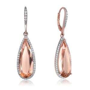 Rachel Glauber CZ Rose Gold Plated Sterling Silver Teardrop Earrings NIB